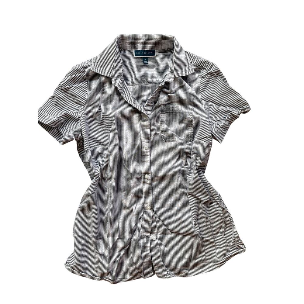 Karen Scott Striped Short Sleeve Button Up - Size M